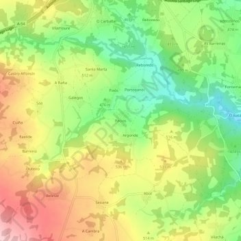 Pacios地形图、海拔、地势