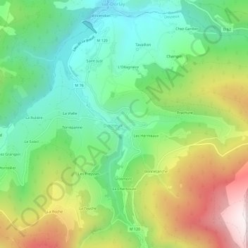 Le Village地形图、海拔、地势