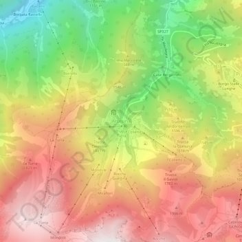 Artesina地形图、海拔、地势