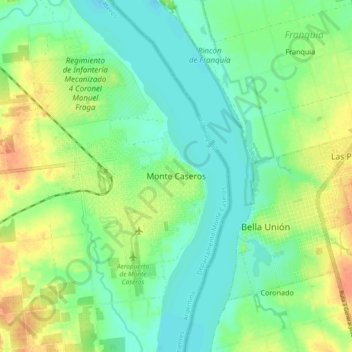 Monte Caseros地形图、海拔、地势