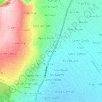 Kagoto地形图、海拔、地势