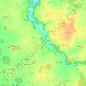 Montacher地形图、海拔、地势
