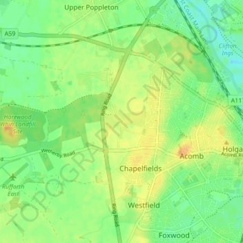 Knapton地形图、海拔、地势