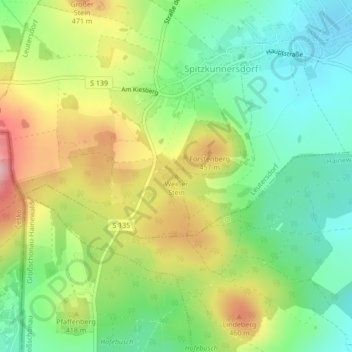 Weißer Stein地形图、海拔、地势