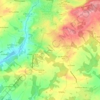 L'Étang地形图、海拔、地势