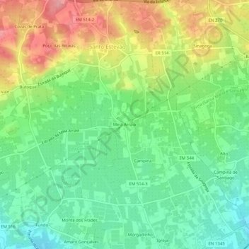 Meia Arraia地形图、海拔、地势