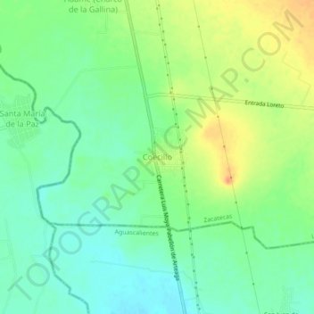 Coecillo地形图、海拔、地势