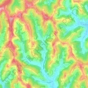 Auersbach地形图、海拔、地势
