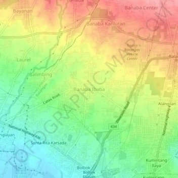 Banaba Ibaba地形图、海拔、地势