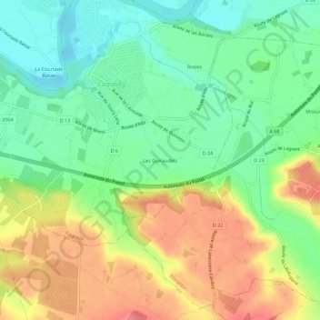 Les Guiraudets地形图、海拔、地势