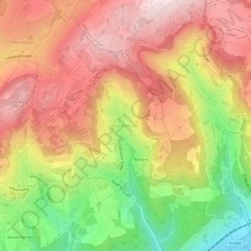 Kuchelbach地形图、海拔、地势