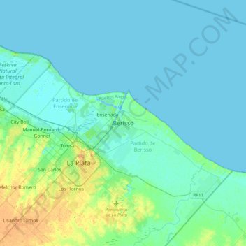 Berisso地形图、海拔、地势