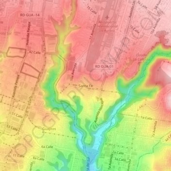 Santa Fe地形图、海拔、地势