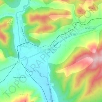 Robles de la Valcueva地形图、海拔、地势