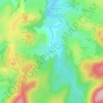 Crottefou地形图、海拔、地势
