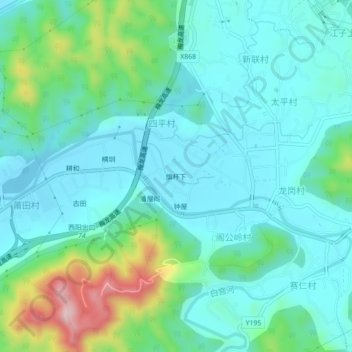 旗杆下地形图、海拔、地势