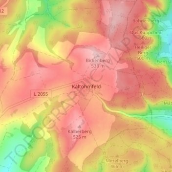 Kaltohmfeld地形图、海拔、地势