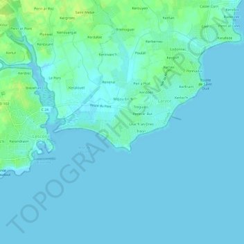 Le Cosquer地形图、海拔、地势