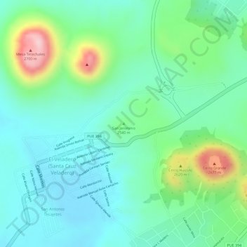 San Jeronimo地形图、海拔、地势