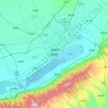 盐湖区地形图、海拔、地势