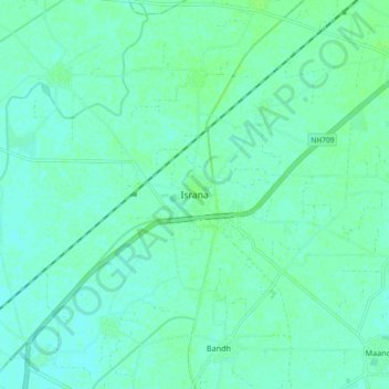Israna地形图、海拔、地势