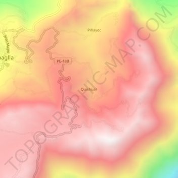 Quishuar地形图、海拔、地势