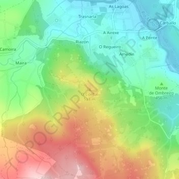 O Cordal地形图、海拔、地势
