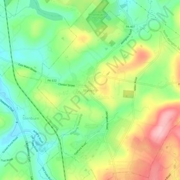 Waverly地形图、海拔、地势