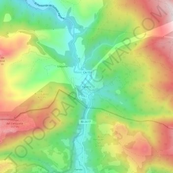 Agüera地形图、海拔、地势