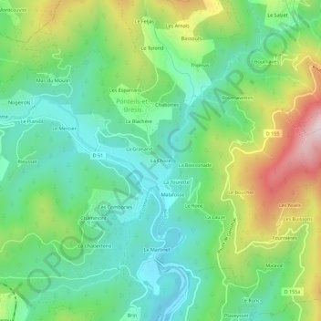La Chaze地形图、海拔、地势