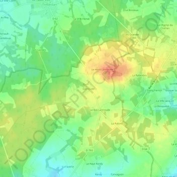 Lannouée地形图、海拔、地势