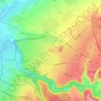 Champien地形图、海拔、地势