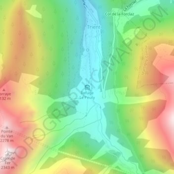 Refuge Le Peuty地形图、海拔、地势