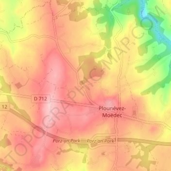 Kerbelanger地形图、海拔、地势