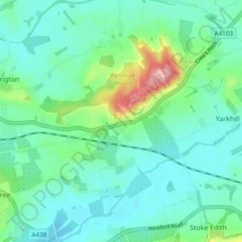 Shucknall地形图、海拔、地势