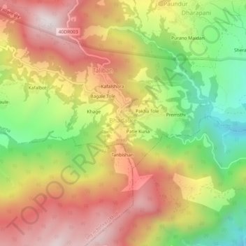 Deurali地形图、海拔、地势
