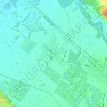 Vaudes地形图、海拔、地势