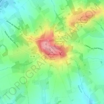 Mont des Cats地形图、海拔、地势