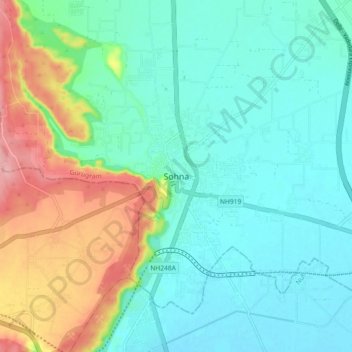 Sohna地形图、海拔、地势