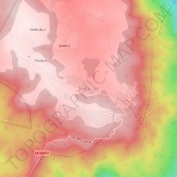 Netarhat地形图、海拔、地势