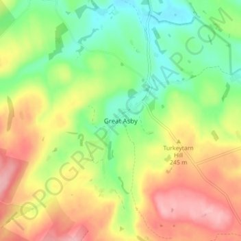 Great Asby地形图、海拔、地势