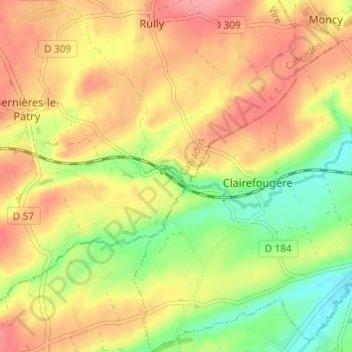 Fréval地形图、海拔、地势