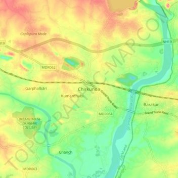 Chirkunda地形图、海拔、地势