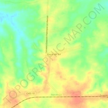 Rayos del Sol地形图、海拔、地势