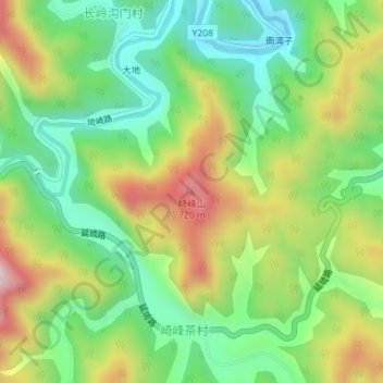 崎峰山地形图、海拔、地势