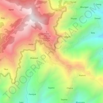 Shillai地形图、海拔、地势