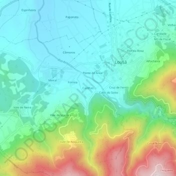 Cacilhas地形图、海拔、地势