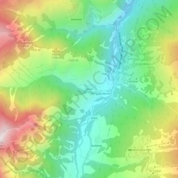 Fenils地形图、海拔、地势