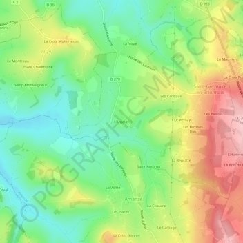 L'Argolay地形图、海拔、地势