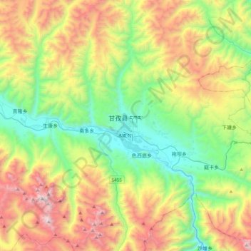 甘孜县地形图、海拔、地势
